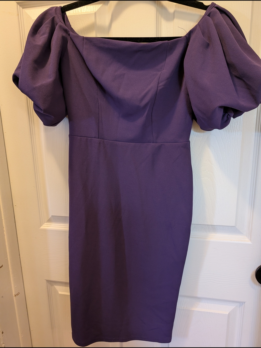 John Zack Purple Puff Sleeve Midi Dress - Women New